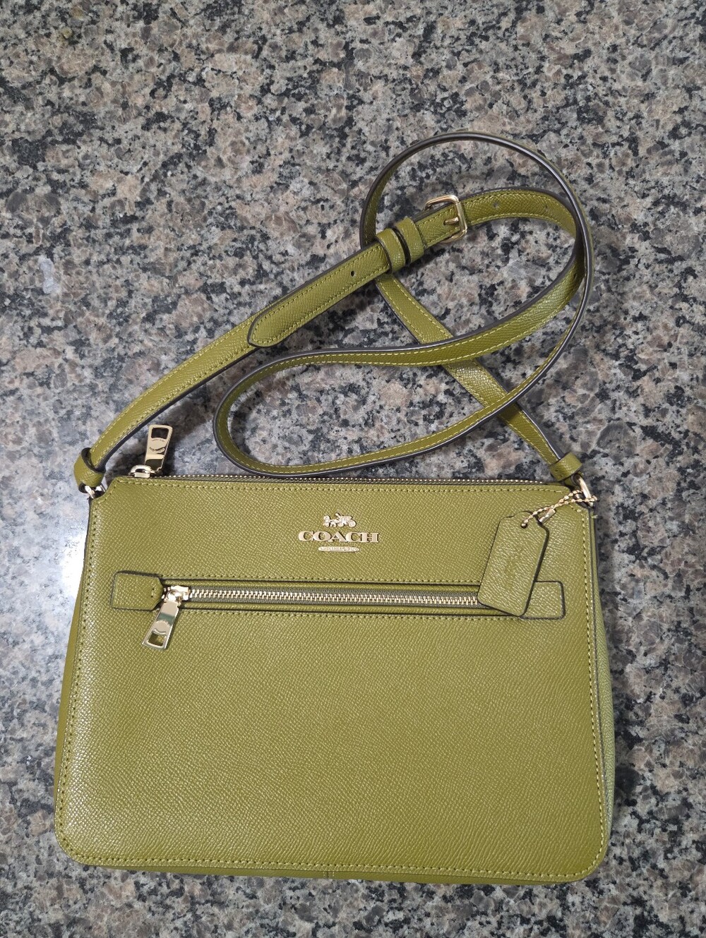 Coach Gallery File Bag 91148 Citron Lime Green Crossgrain Leather Crossbody